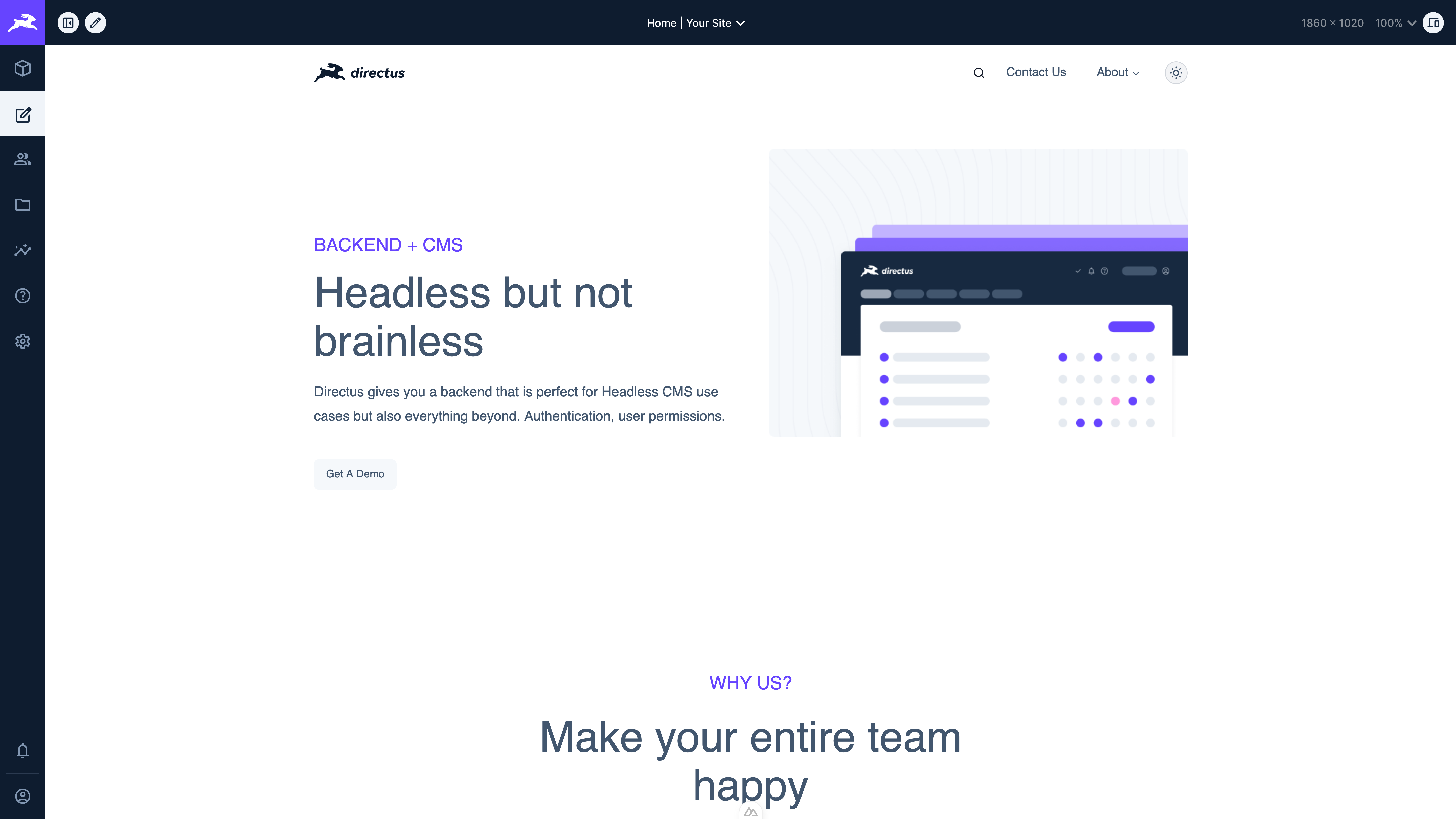 An image of the visual editor module open on a page